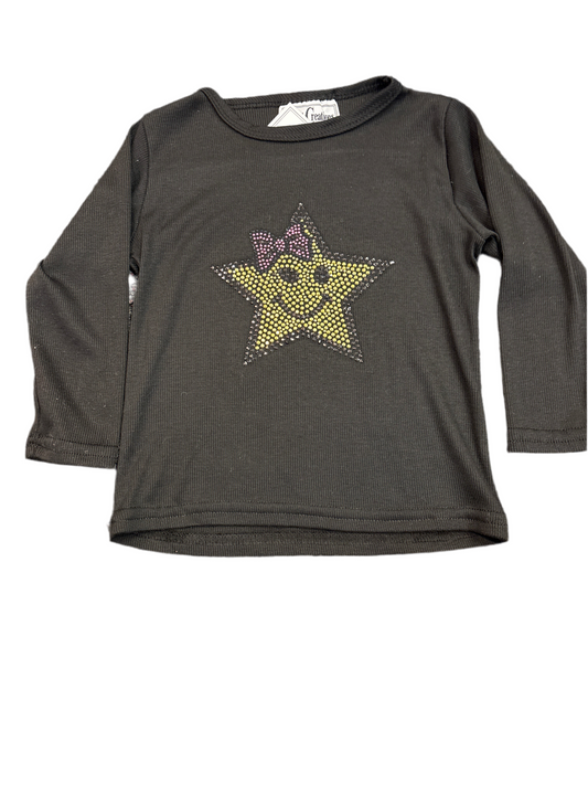 Black star smile bow long sleeve