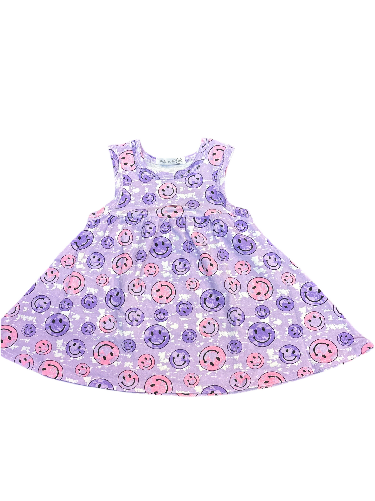 Purple tie dye smiley dress