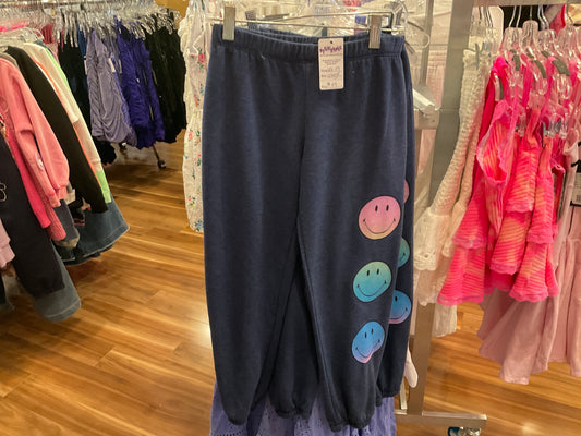 Firehouse girls blue sweatpants w/smile faces