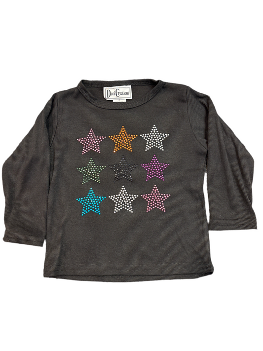 Black multi stars long sleeves