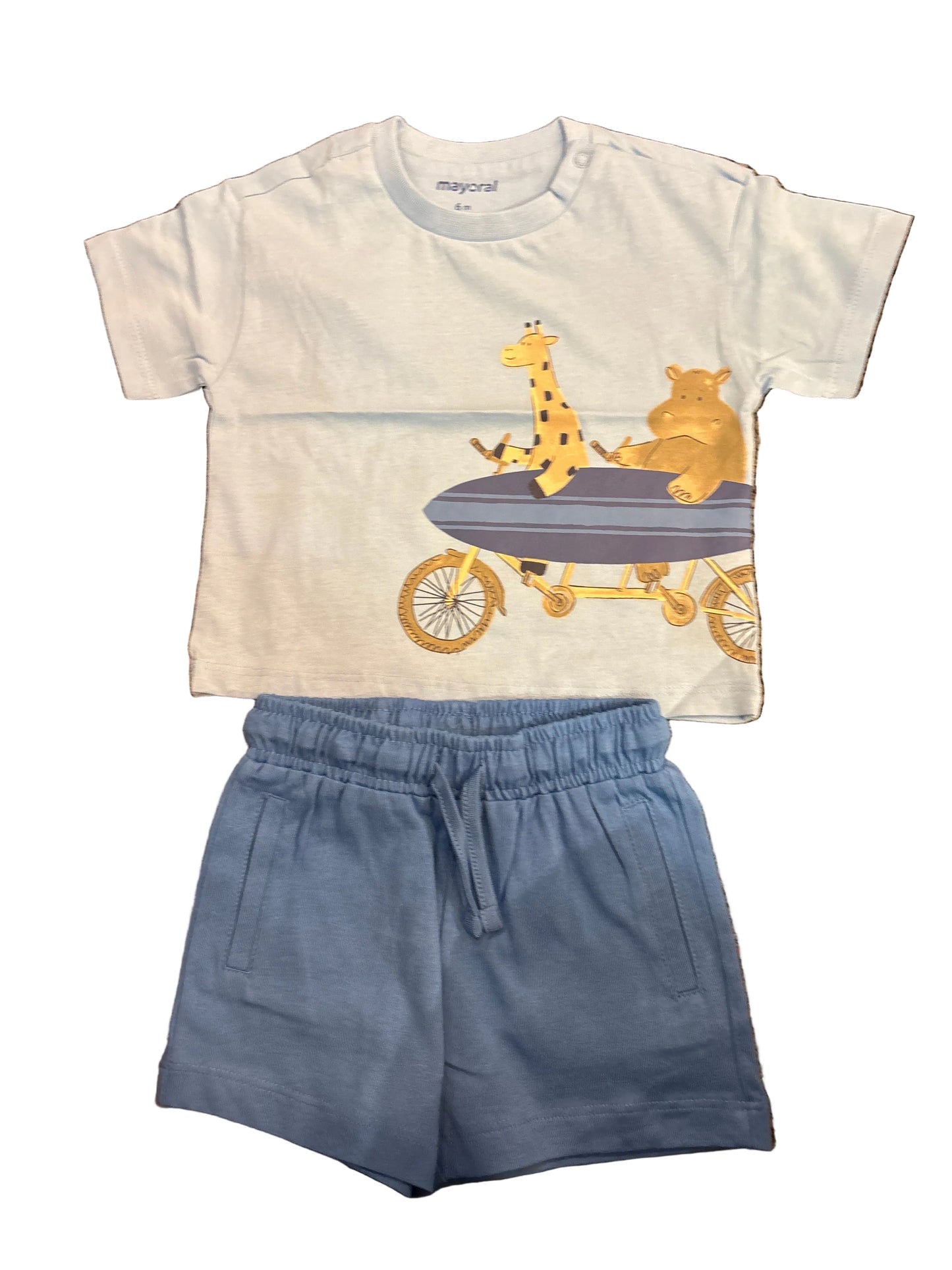 Blue giraffe tshirt & short set