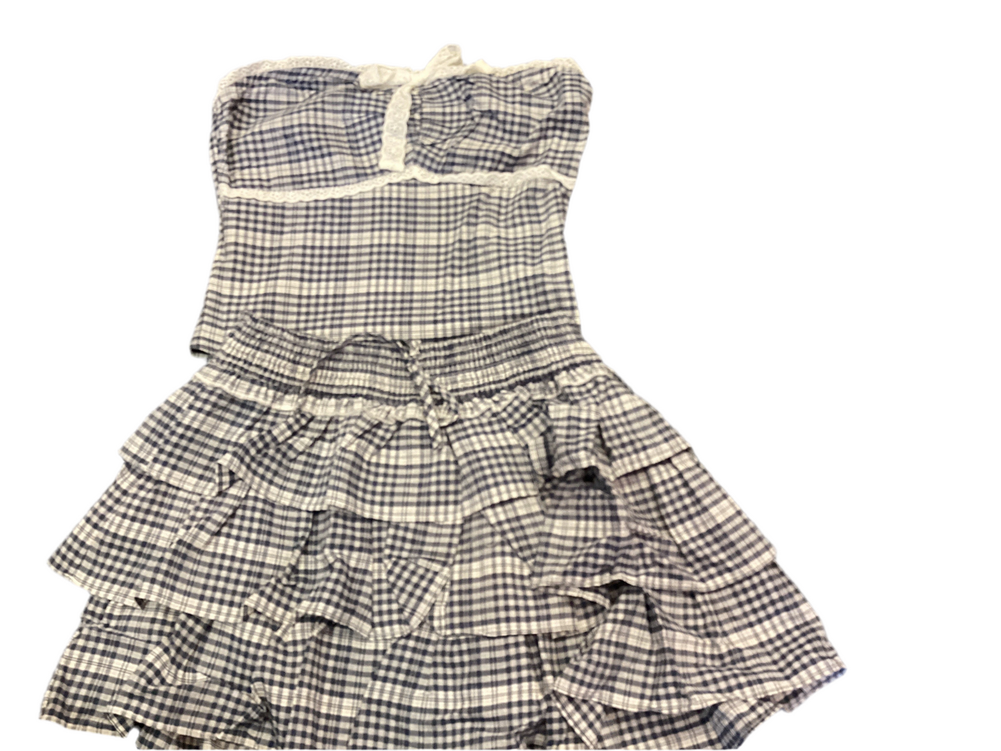 Lace trim top W/layered mini skirt