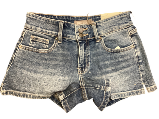 Just black double button Micro denim short