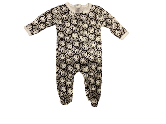 Little Mish black/white smile face onesie