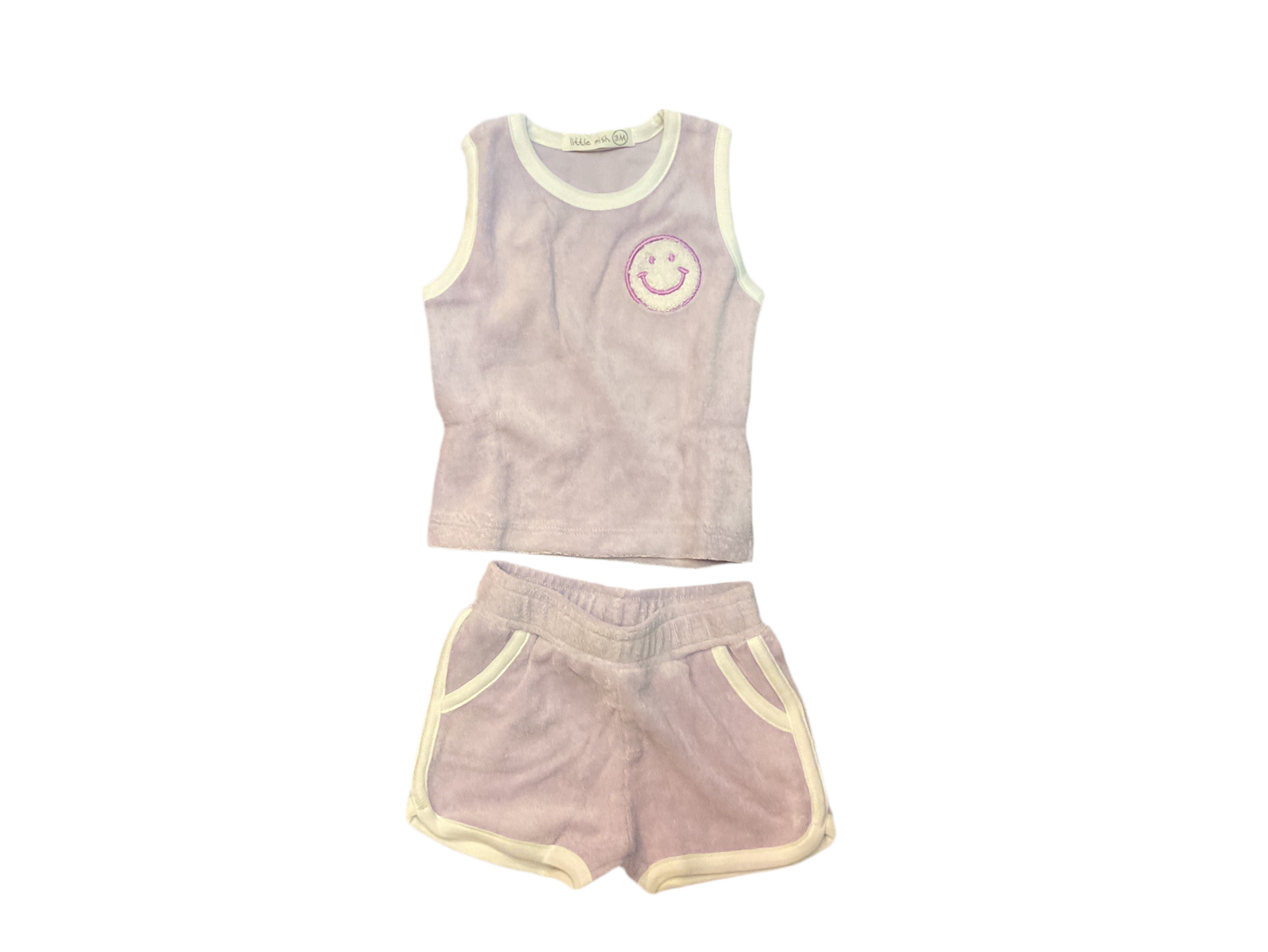 Lilac terry smiley short set