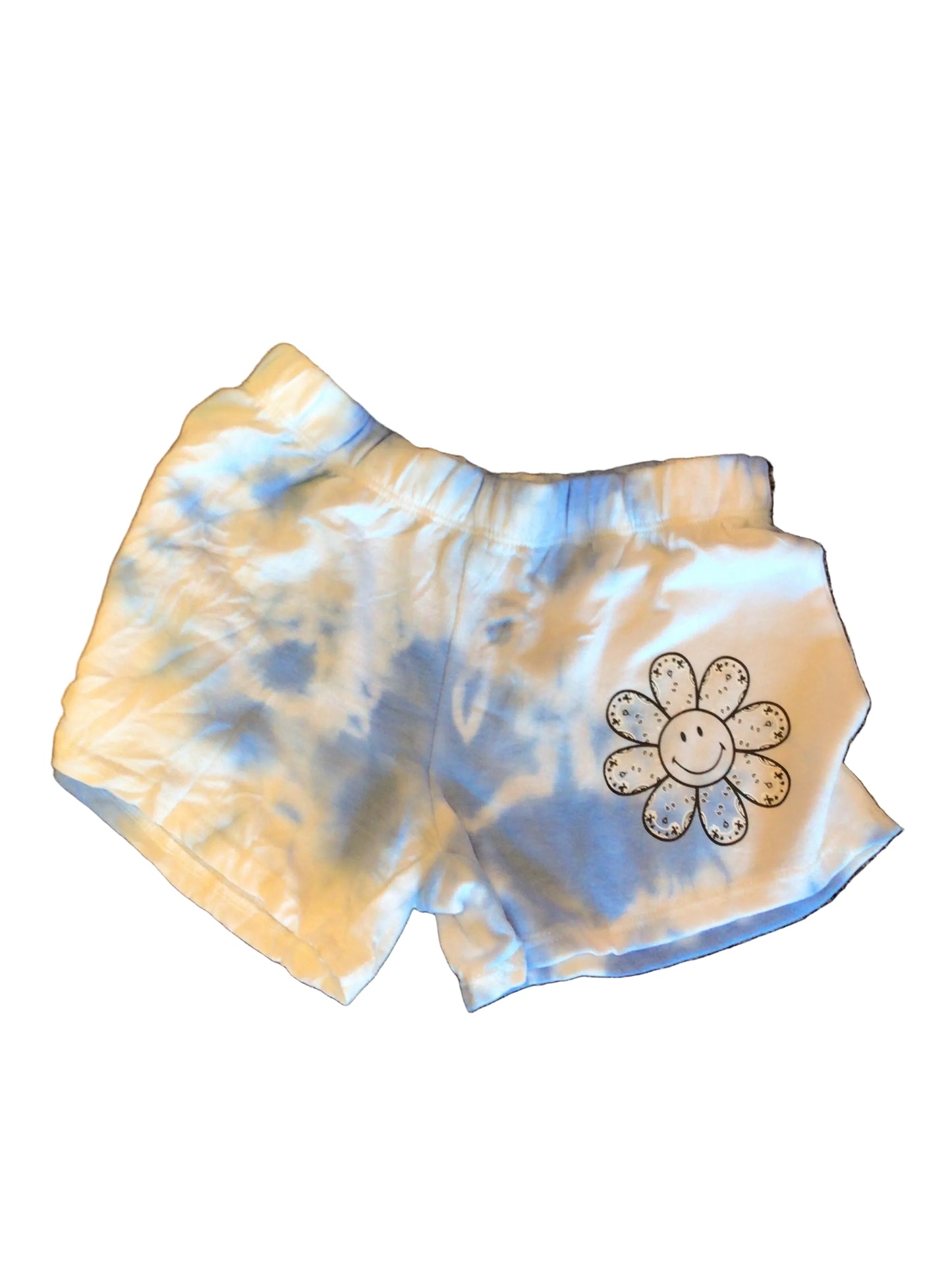 Daisy flower blue tie dye short