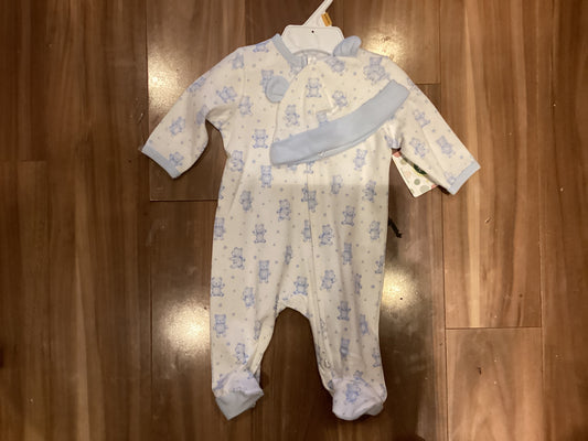Little Me blue bear onesie with hat