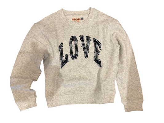 Distressed Love Patch Sweatshirt