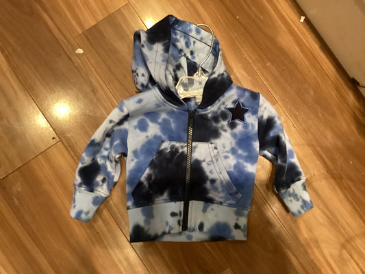 Little Mish boy tie dye zip up with star