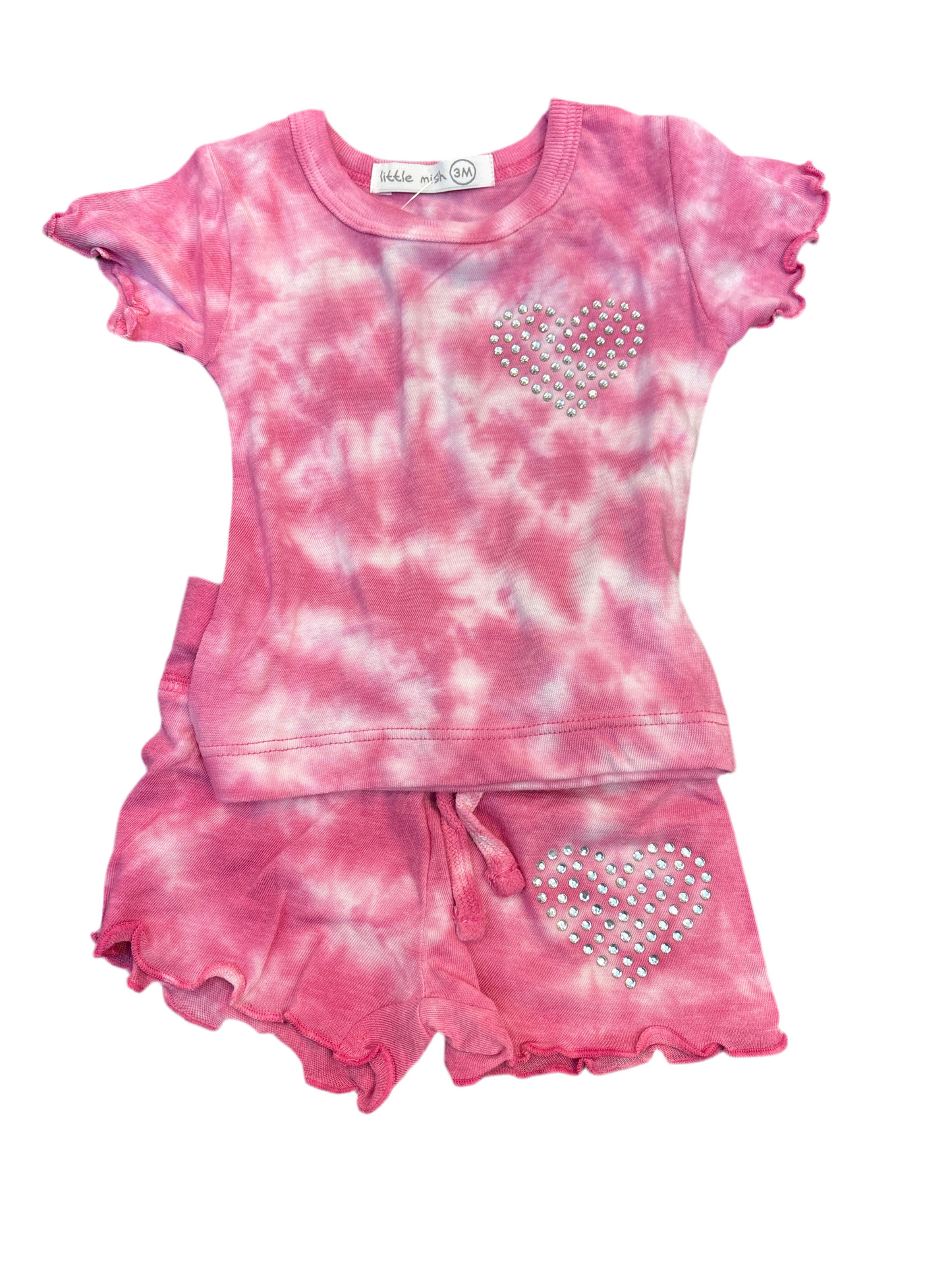 Tie dye tee & shorts, pink