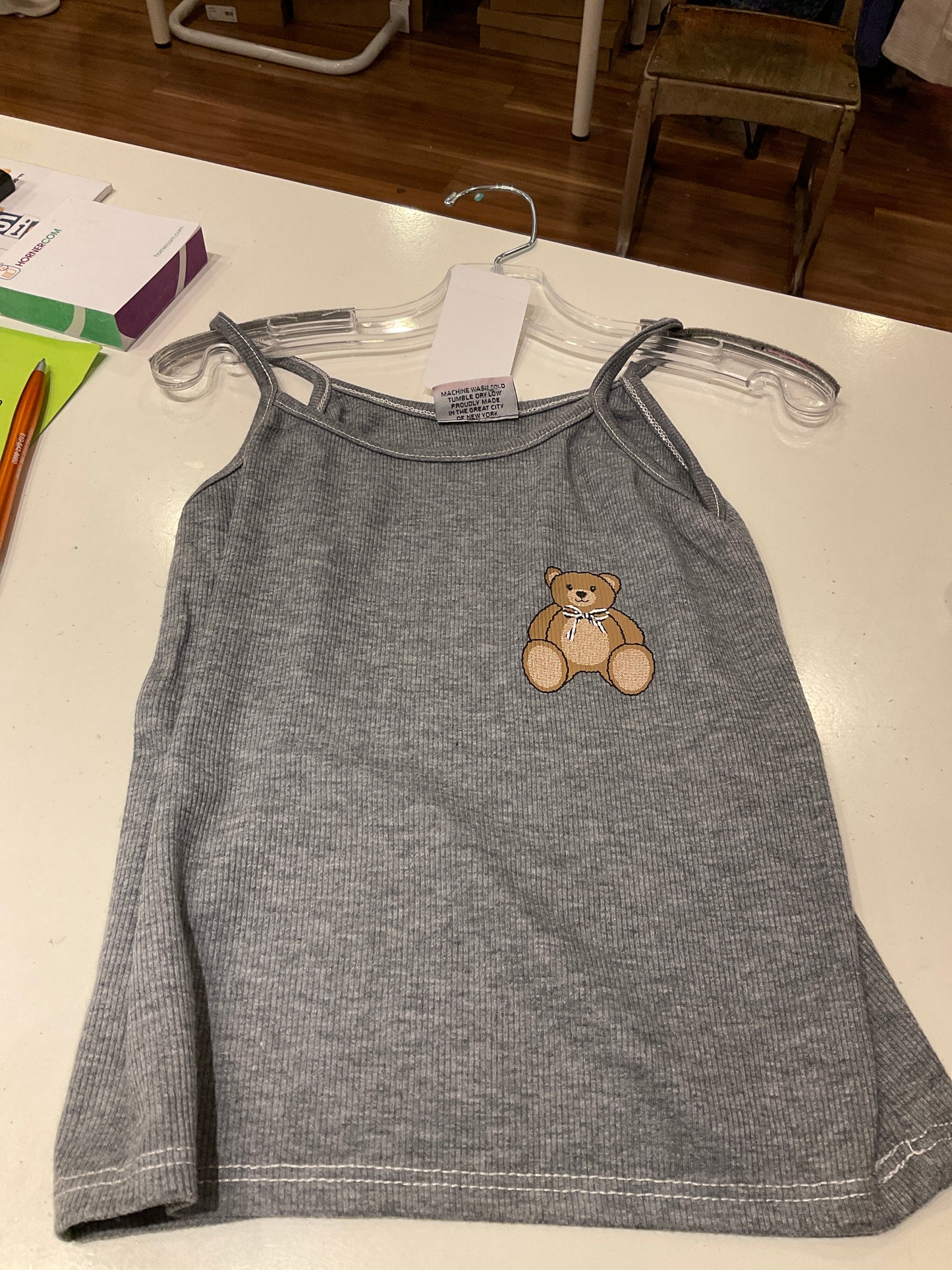 Firehouse grey teddy bear tank top