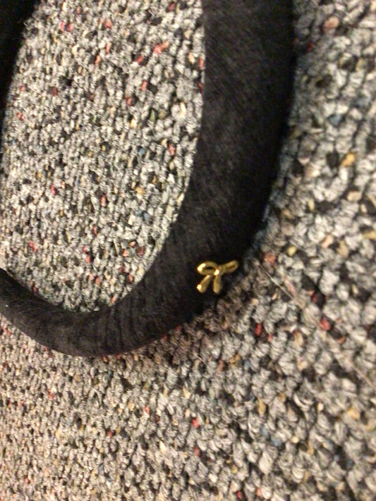 Black velvet gold bow headband