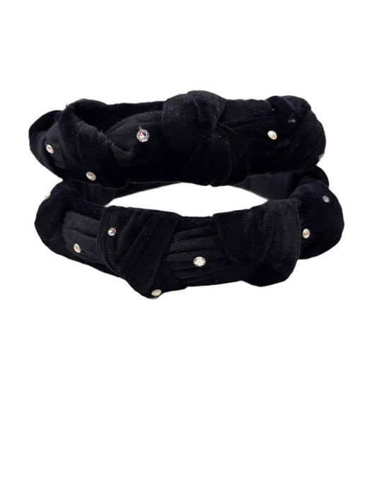 Black pearl/sequin velvet headband