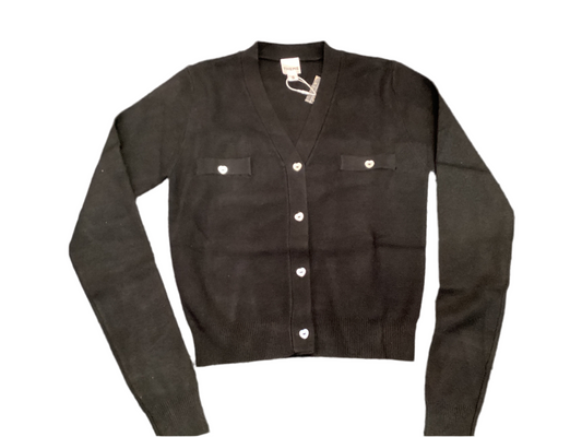 Mikey black cardigan heart buttons