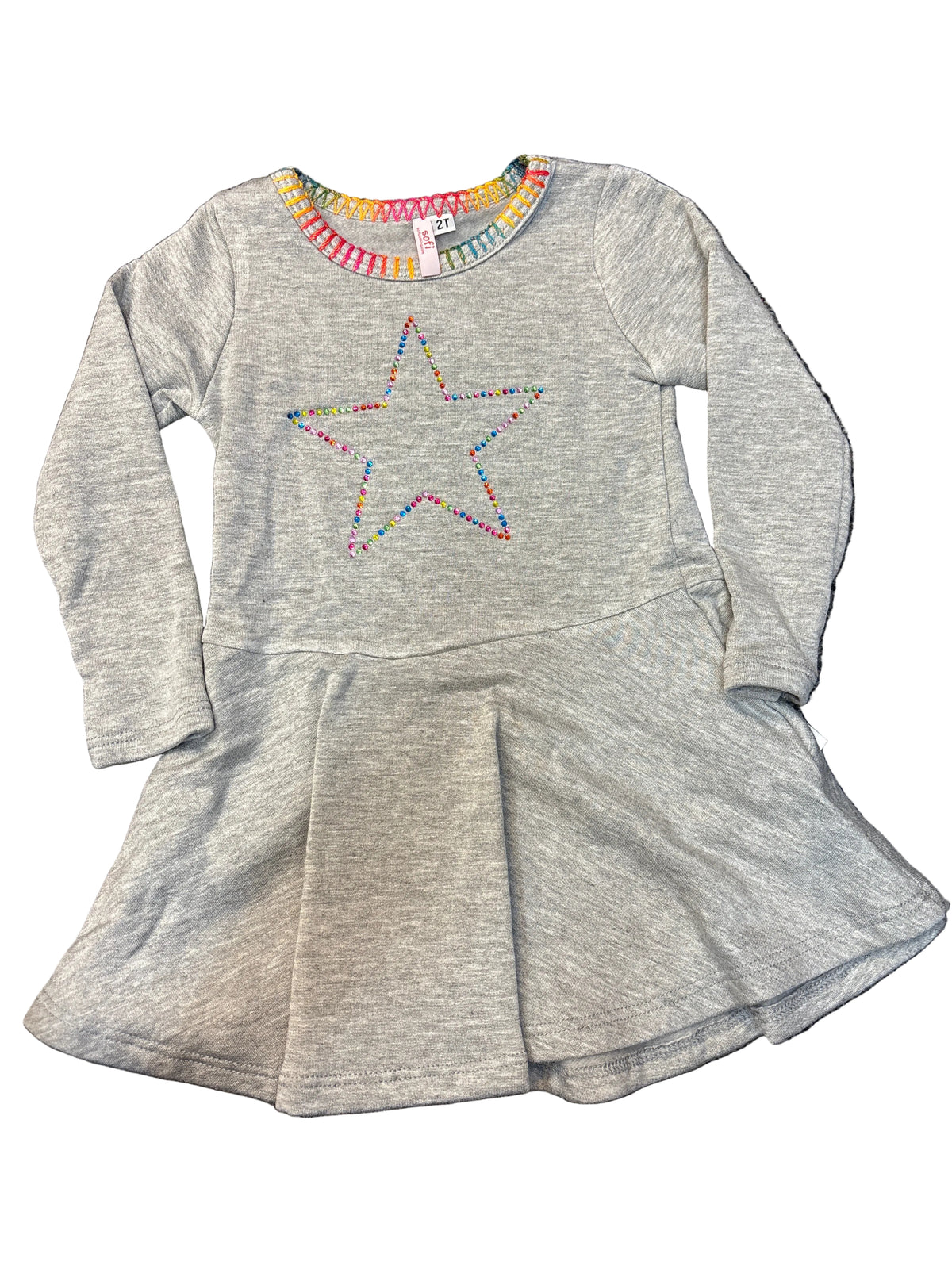 Grey multicolor star dress