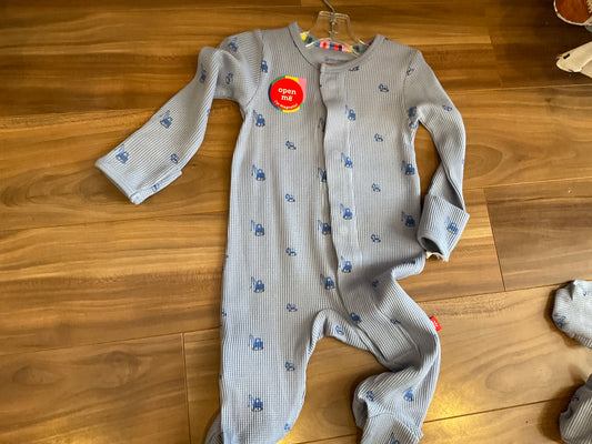 Magnetic me blue waffle construction onesie