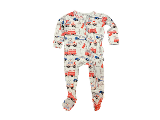 Lev Baby fire truck/police car zippered footie