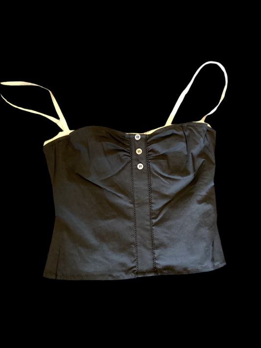 Olivaceous black and white double layer corset top