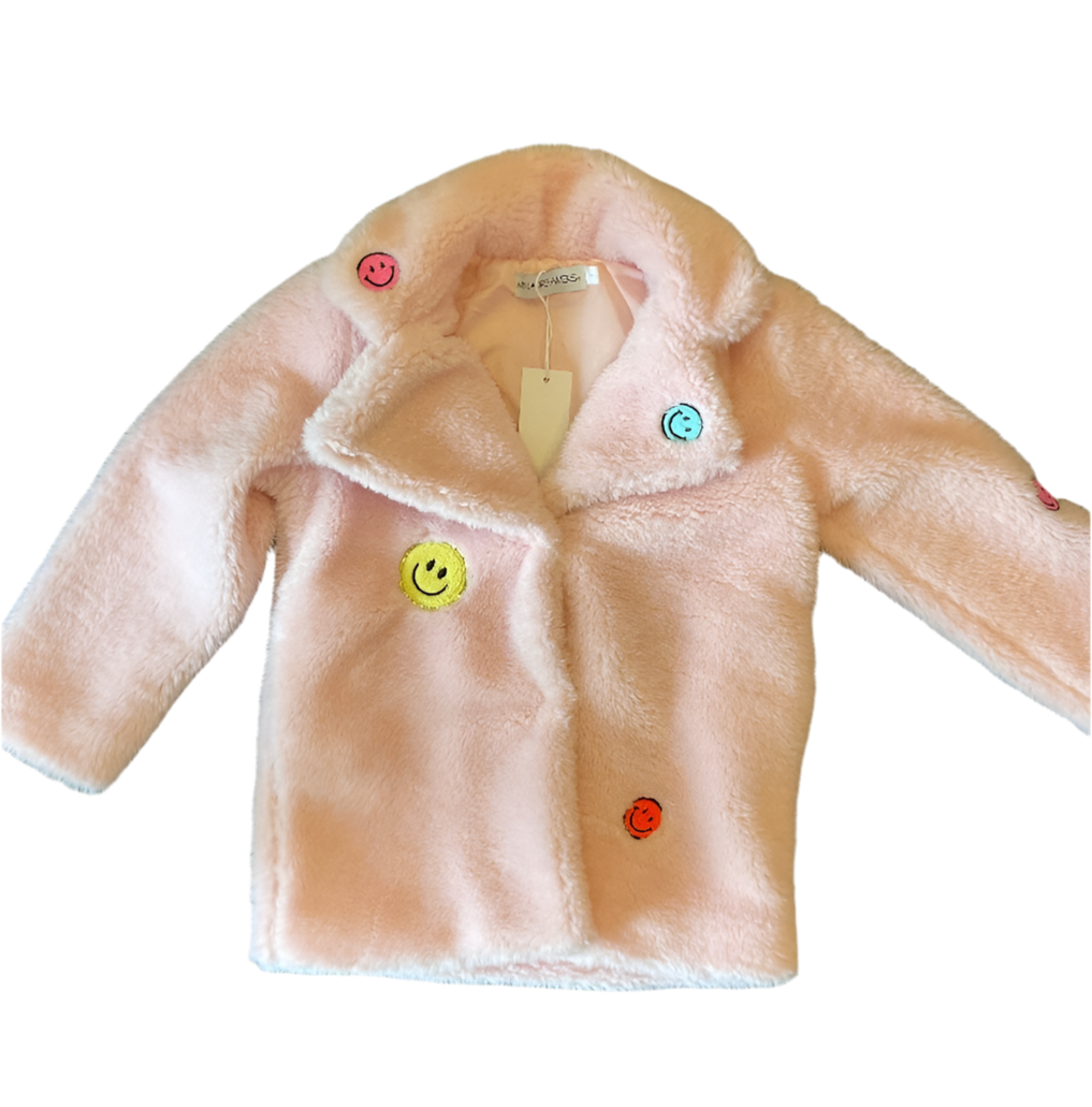 Kids Pink Sherpa Smile Coat