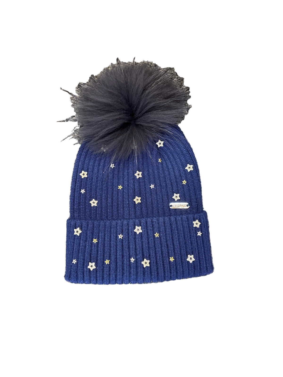 Multi star hat w/pom pom