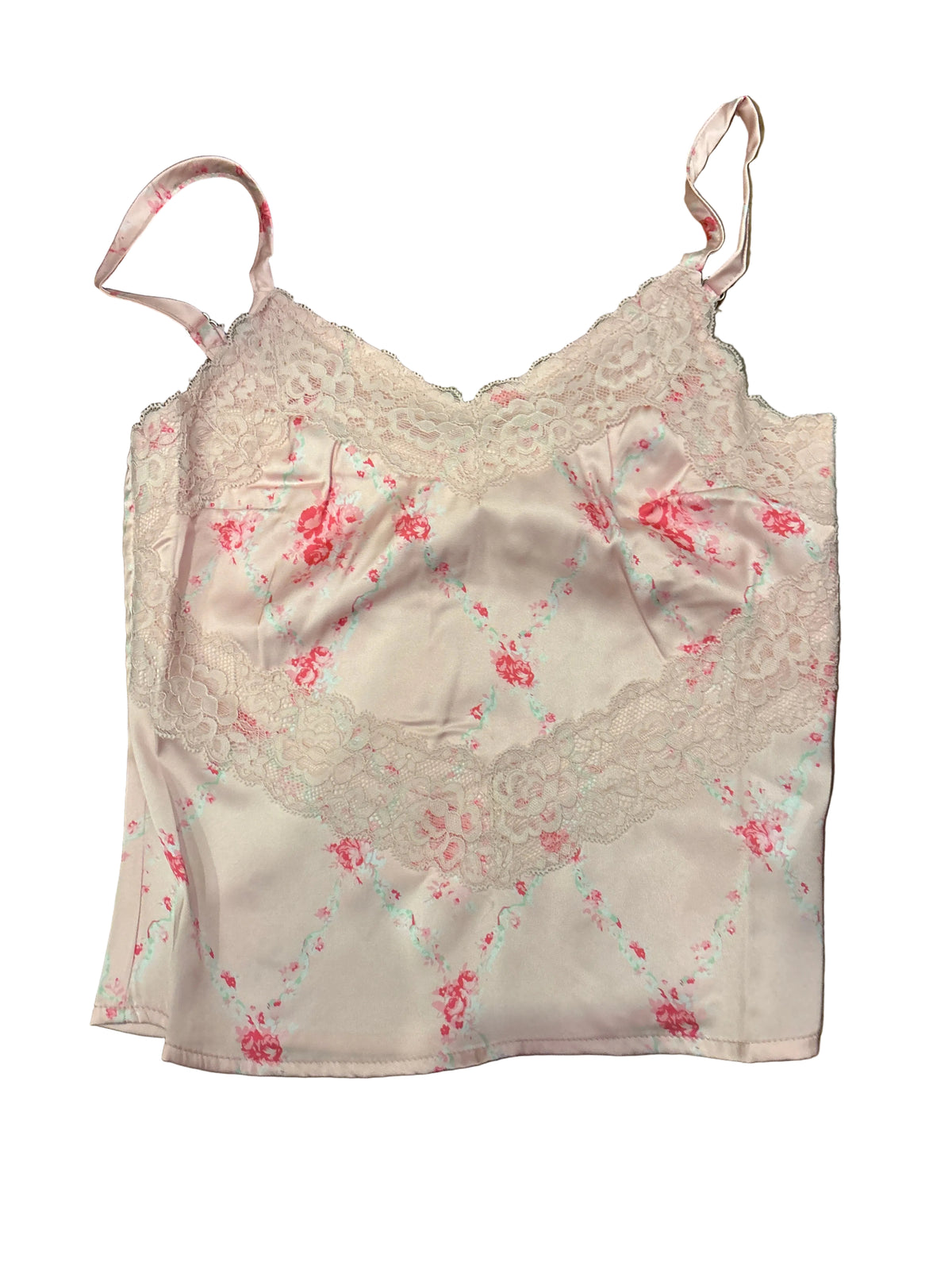 Margot Vintage Rose Ballet Pink Lace Satin Tank