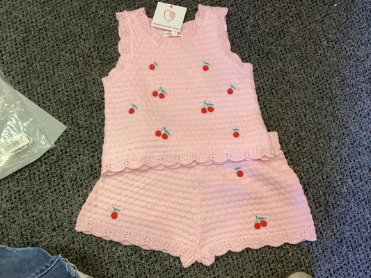 Design History pink cherry short set