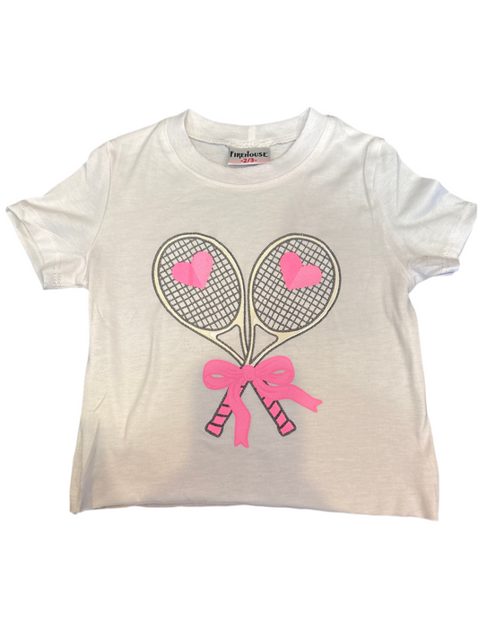 White tennis bow tshirt