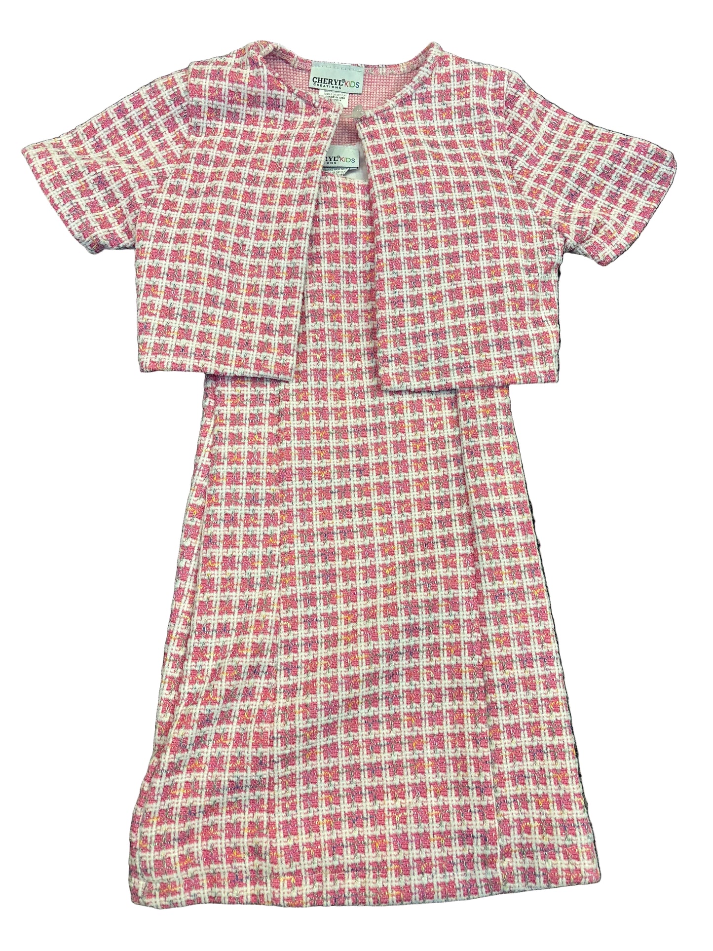 Pink/white Boucle Dress w/Bolero