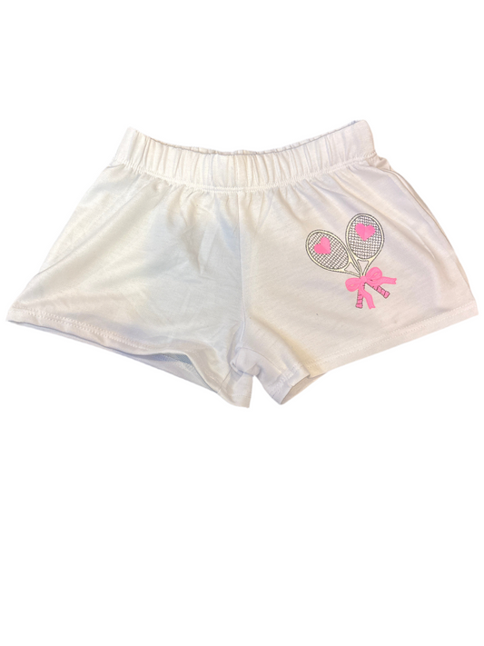 White tennis bow shorts