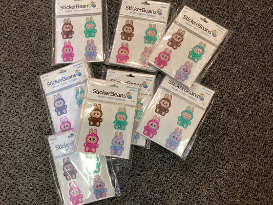 Four pack Labubu sticker beans
