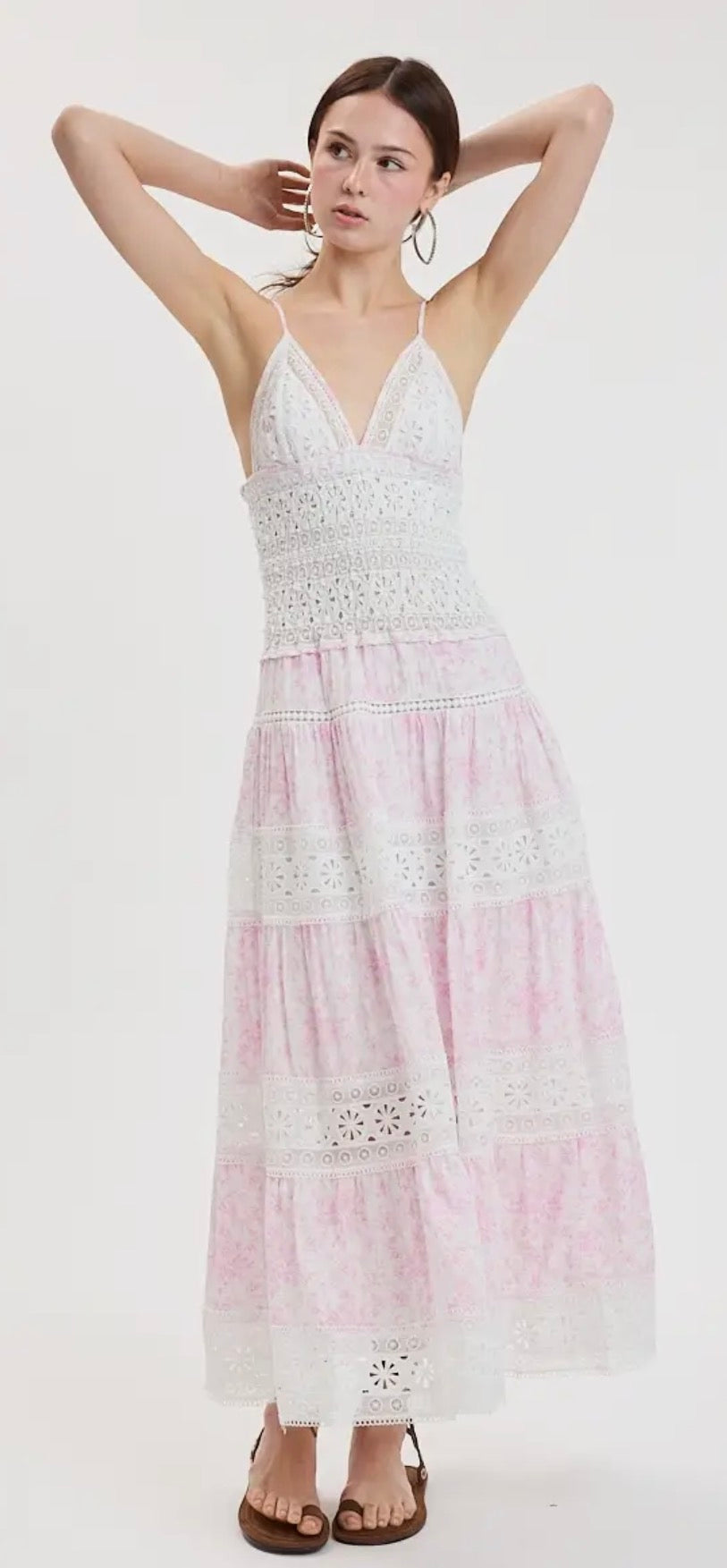 Floral Embossed Lace Floral Maxi Dress