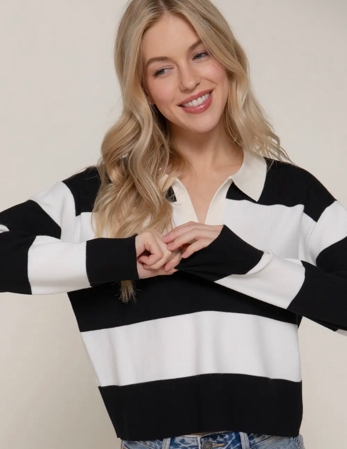 Striped polo rugby sweater