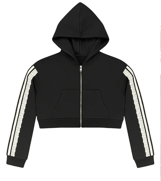 Katie J Tommy black and lace zip up