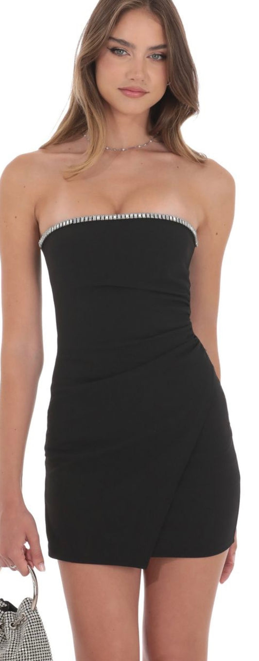 Black strapless with rhinestone