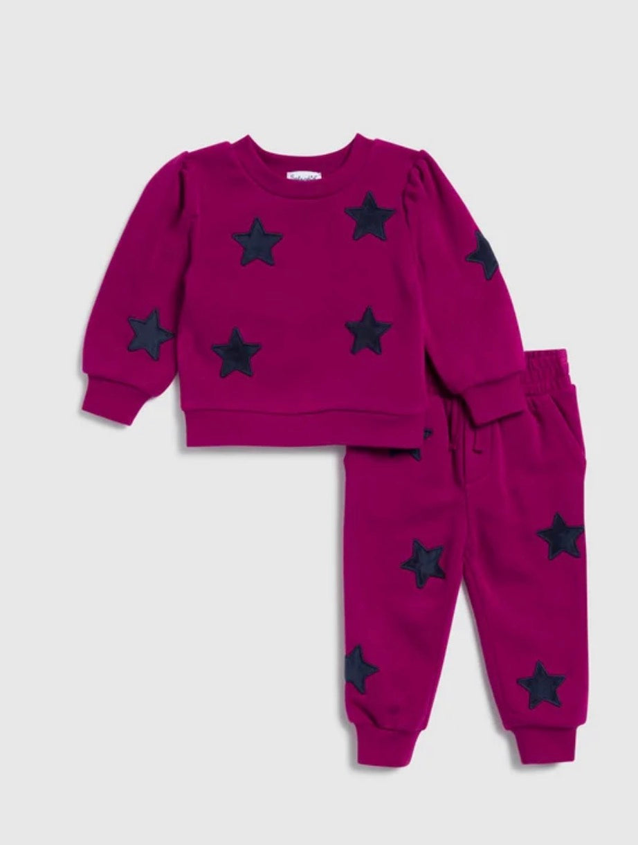 Splendid toddler burgundy star jogger set