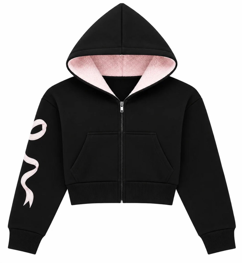 Dylan bow cropped zip up sweatshirt