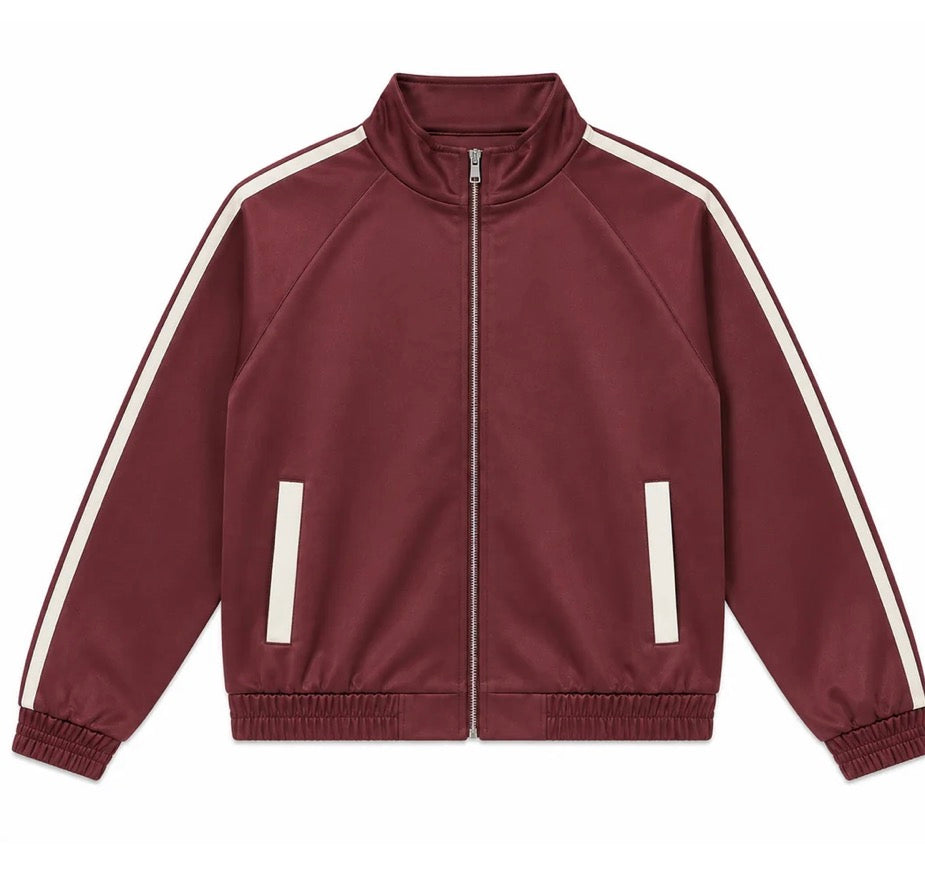 Katie J burgundy satin track jacket