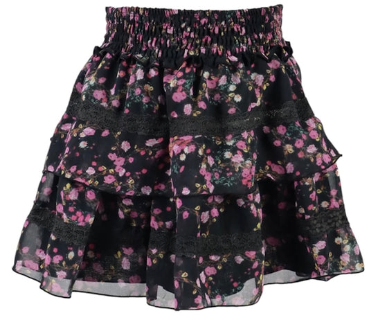 FBZ black/pink floral skirt