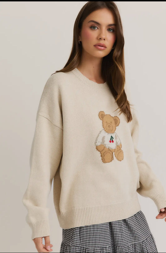 Le lis l/s crew neck teddy bear sweater