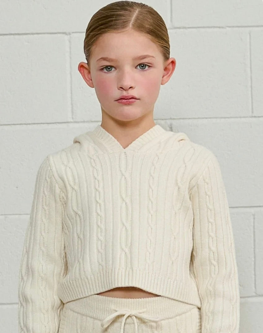 Cable Knit Cropped Hoodie