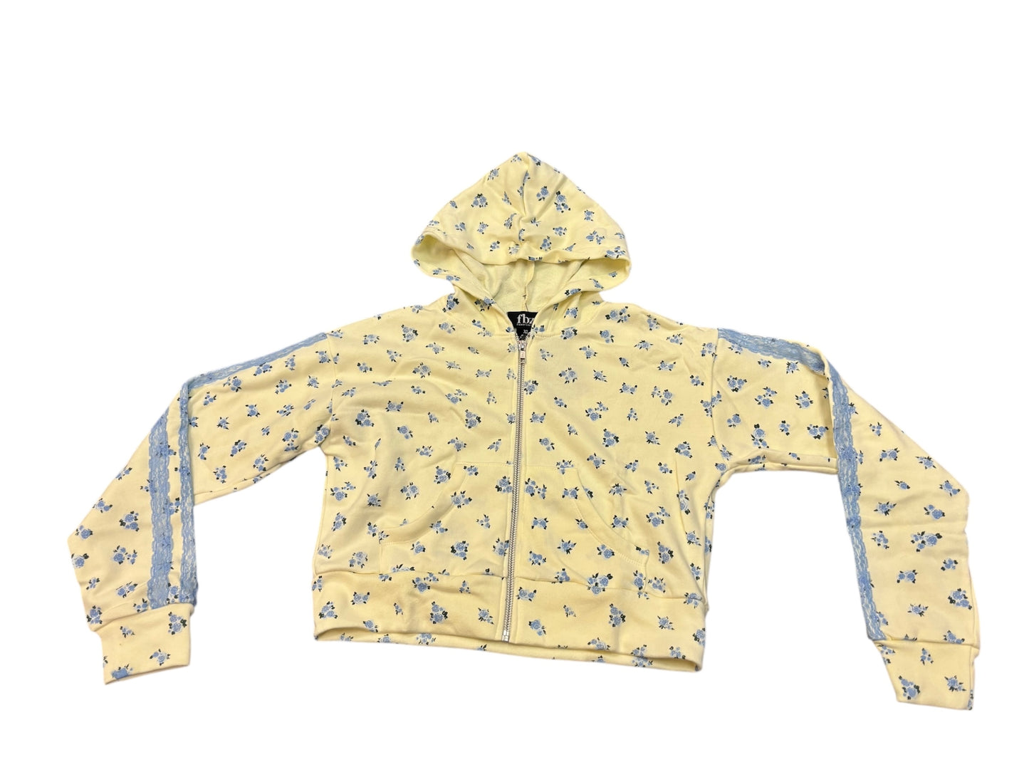 Yellow w Blue Roses Zip Up