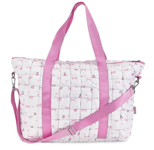 White scrunchie puffer tote