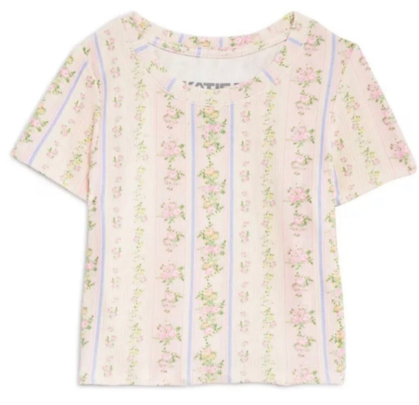 Livi rose floral strip tee