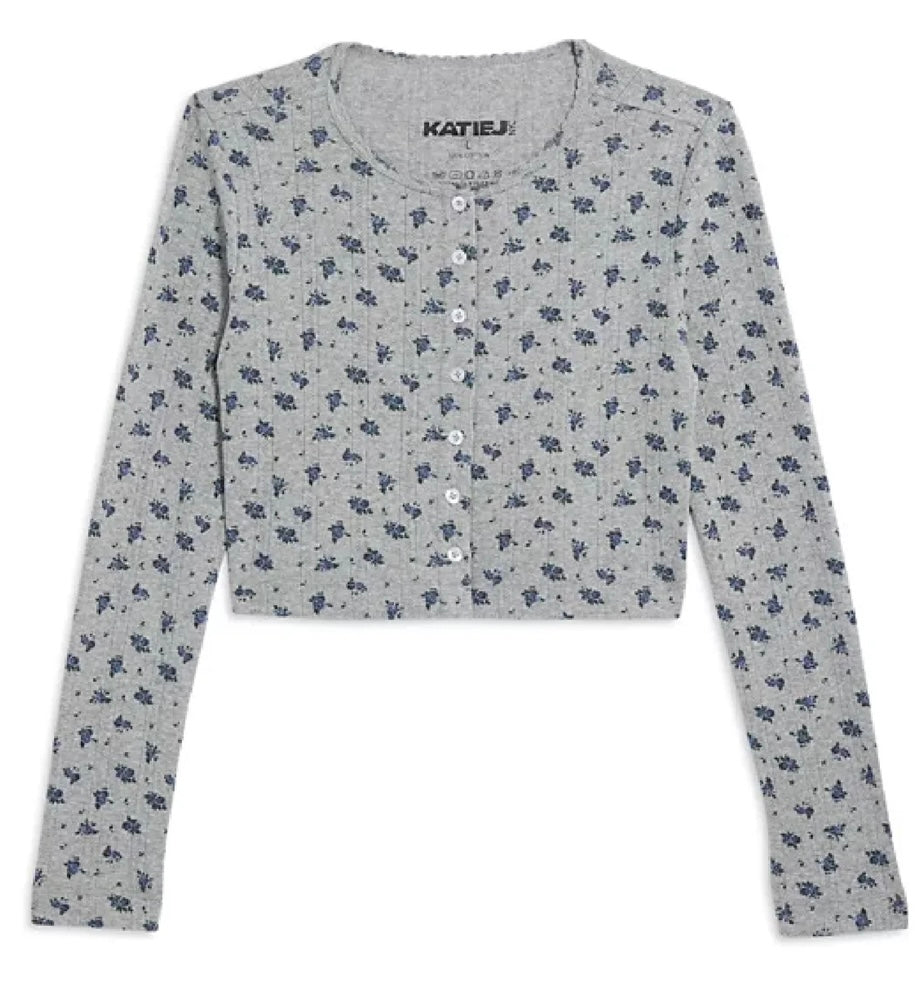 Marina grey navy floral cardigan