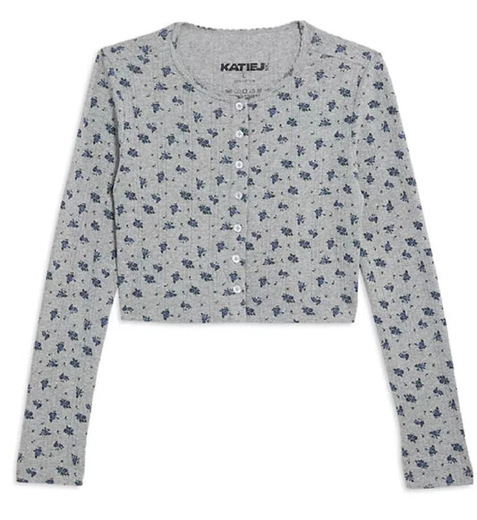 Marina grey navy floral cardigan