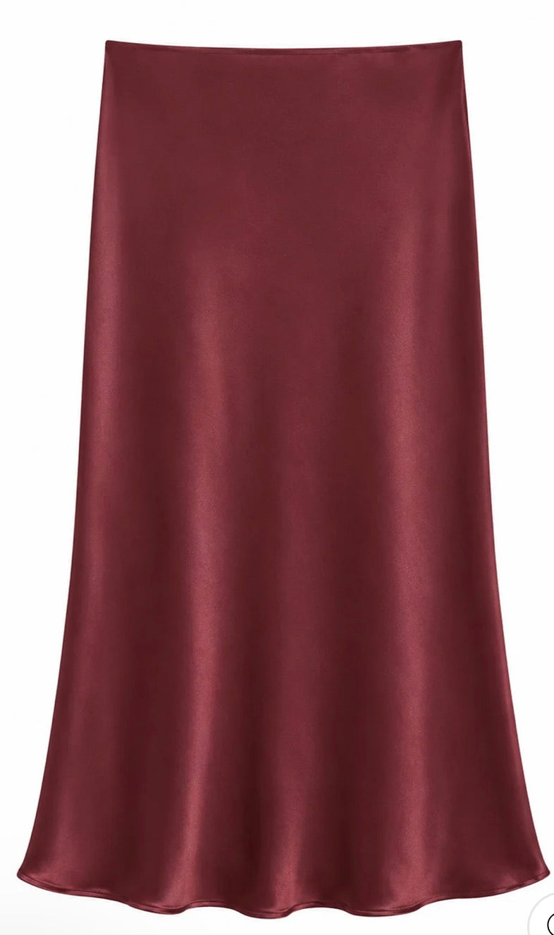 Katie J burgundy silk skirt
