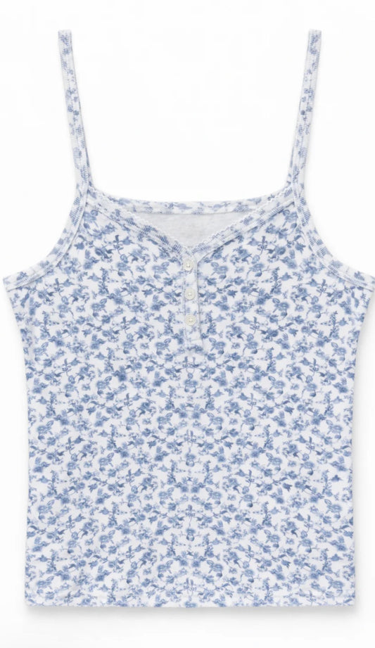 Blue Mini Toile Tank Top