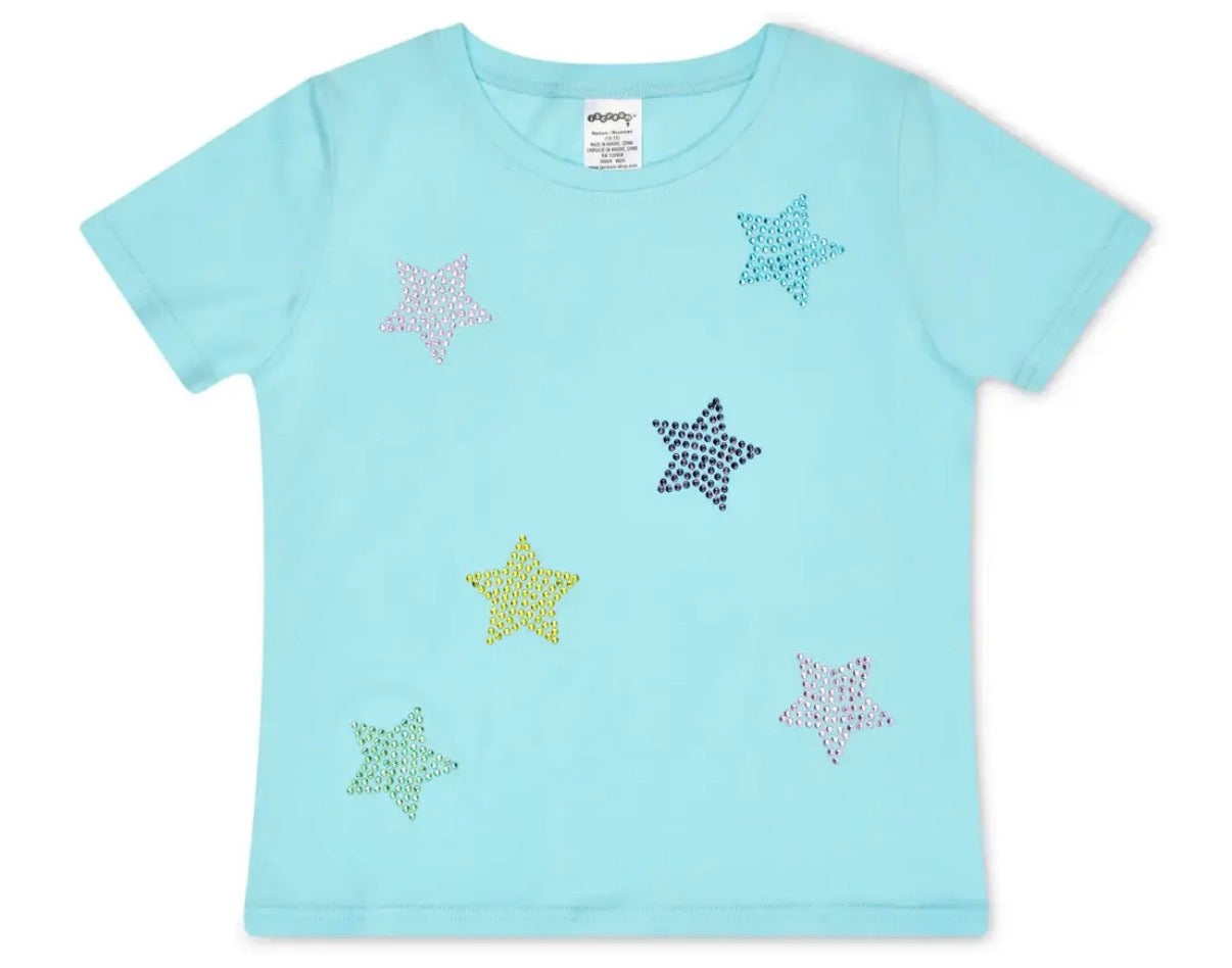 Turquoise sparkling Stars Tee Shirt