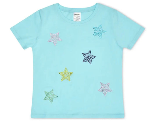 Turquoise sparkling Stars Tee Shirt