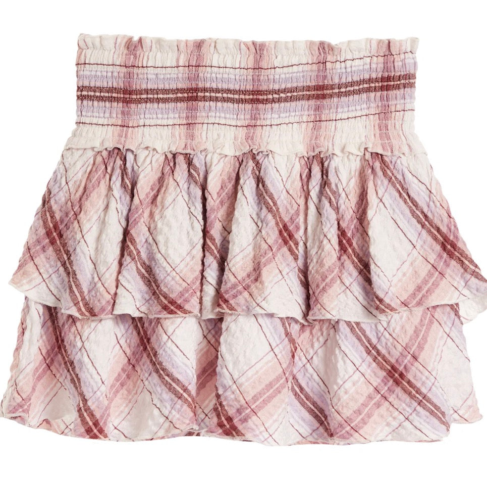 Katie J soft blush plaid skirt
